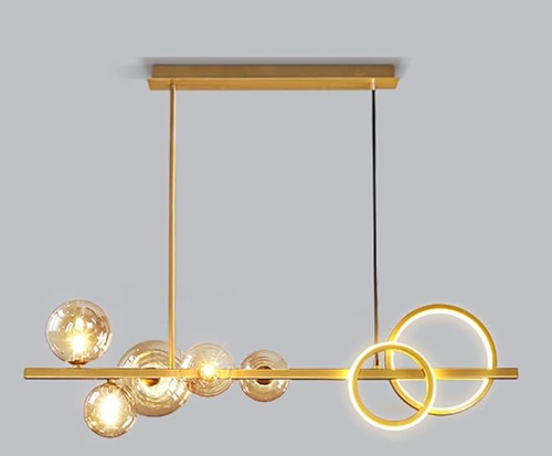 Linear Pendant Lighting Long Chandelier Gold Modern Hanging Lamp For Dining Room Living Room Restaurant