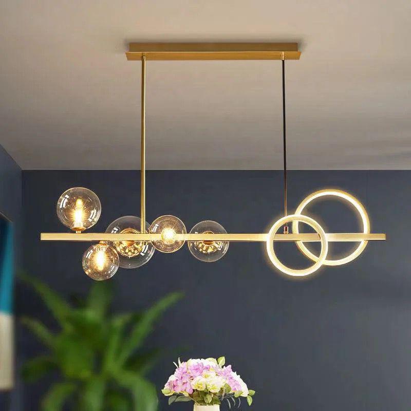 Linear Pendant Lighting Long Chandelier Gold Modern Hanging Lamp For Dining Room Living Room Restaurant